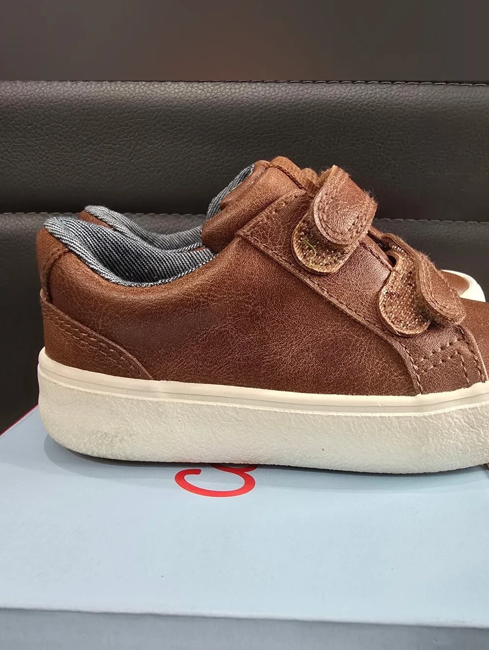 Cat & Jack Toddler Kids Boys Brown Casual Sneakers With Double Velcro Size 6T